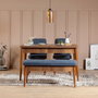 Hanah Home Vina 1048 - Juego de mesa extensible, sillas y banco en Nogal y Azul Oscuro